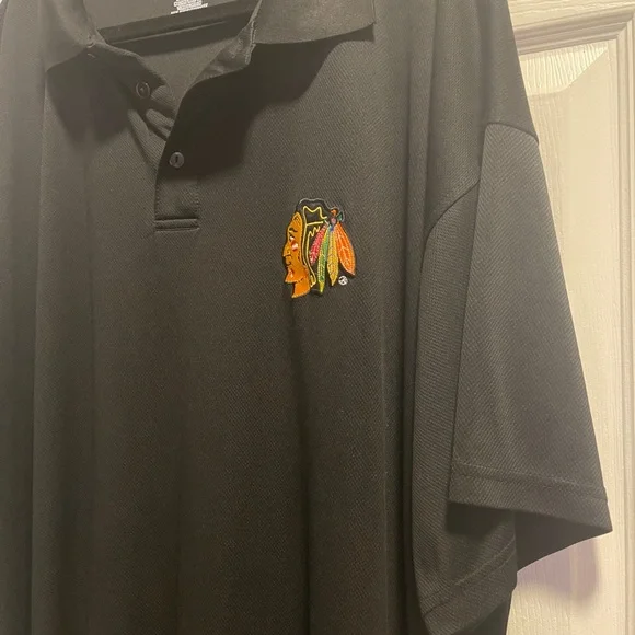 Chicago Blackhawks Antigua Big & Tall 4XL Tribute Polo - Black - Picture 6 of 8